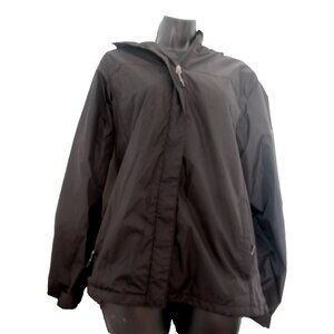 Swiss Alps Women’s Size L Waterproof Rain Jacket Wind Breaker Black Ck Measures